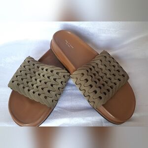 RAG & BONE New York Bailey Slide Sandals Safari Khaki Nubuck Size 8 Ret $350.00